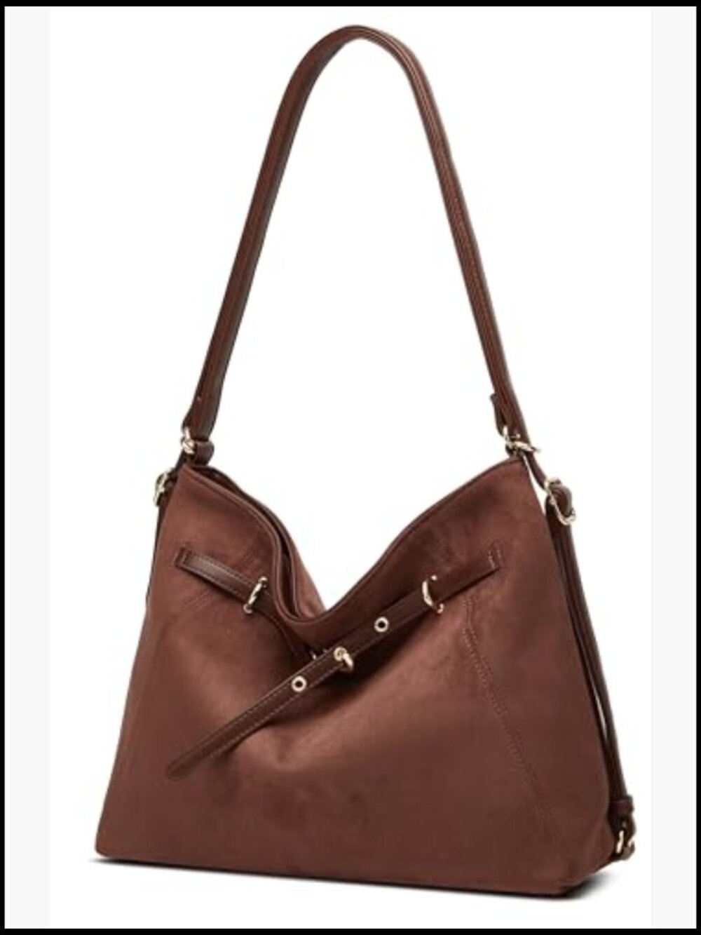 Faux Suede Crossbody Tote Hobo Purse Large Satchel Shoulder Bag Casual Chic - Picture 5 of 7